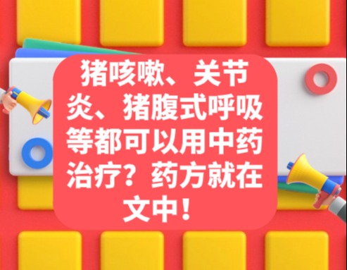 猪咳嗽、关节炎、猪腹式呼吸等都可以用中药治疗？药方就在文中！