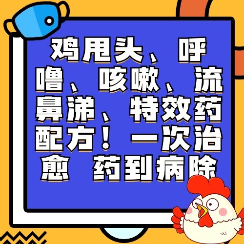 鸡甩头、呼噜、咳嗽、流鼻涕、特效药配方！一次治愈 药到病除