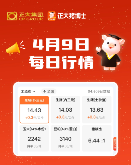 4月9日 持续飘红！猪价涨势明显！市场活力渐显！