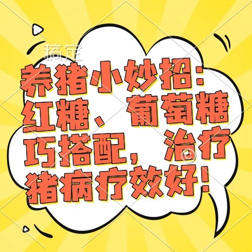 养猪小妙招：红糖、葡萄糖巧搭配，治疗猪病疗效好！