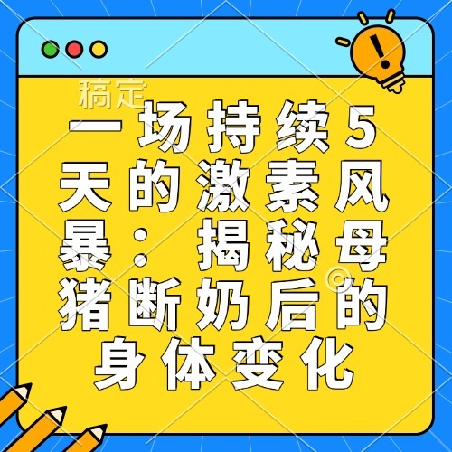 一场持续5天的激素风暴：揭秘母猪断奶后的身体变化