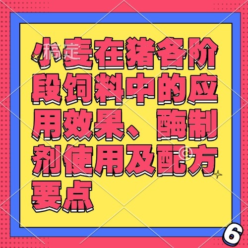 小麦在猪各阶段饲料中的应用效果、酶制剂使用及配方要点