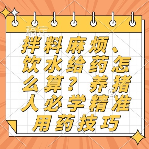 拌料麻烦、饮水给药怎么算？养猪人必学精准用药技巧