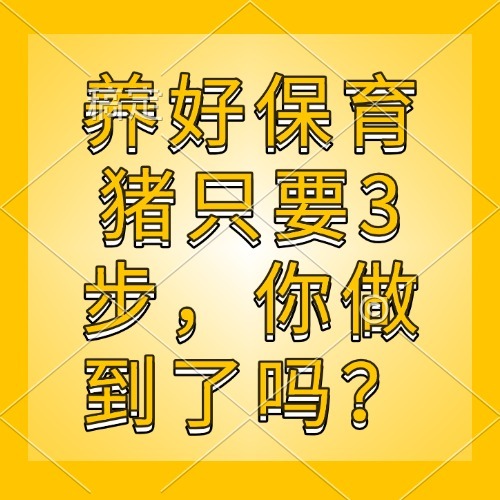 养好保育猪只要3步，你做到了吗？