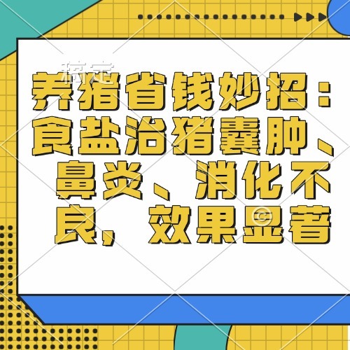 养猪省钱妙招：食盐治猪囊肿、鼻炎、消化不良，效果显著