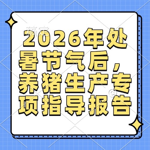 2026年处暑节气后，养猪生产专项指导报告
