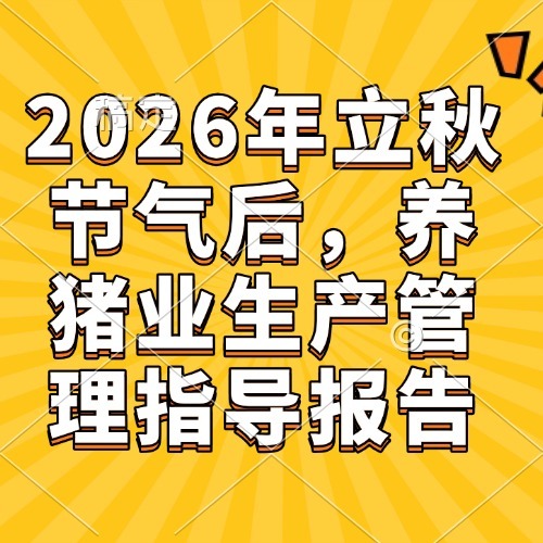 2026年立秋节气后，养猪业生产管理指导报告