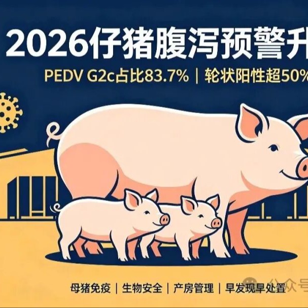 PEDV G2c占比83.7%、RV轮状病毒阳性过半！2026年猪病毒性腹泻防控升级指南
